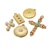 Stainless Steel Cross Disc Inlaid Pearl Pendant Jewelry Accessories With Electroplating