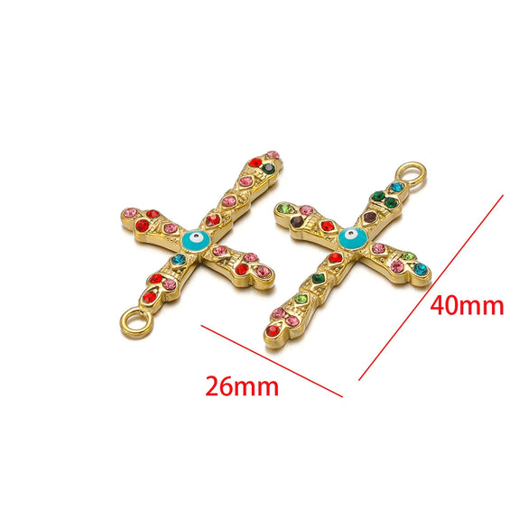 Stainless Steel Cross Disc Inlaid Pearl Pendant Jewelry Accessories With Electroplating