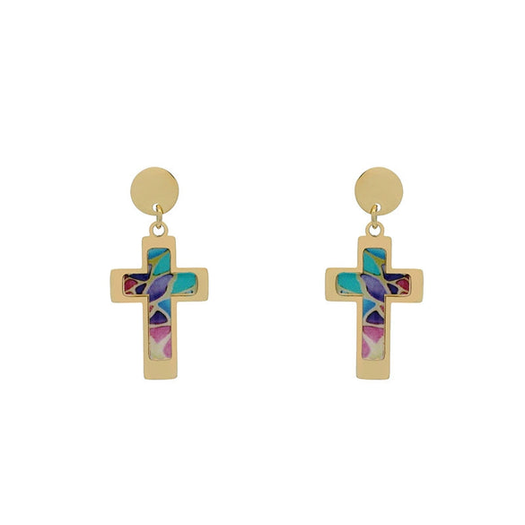 Stainless Steel Cross Earrings For Women Electroplated Unique Design