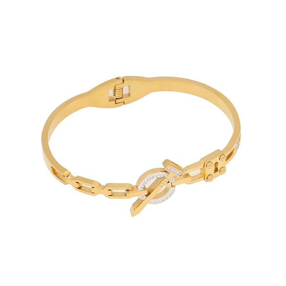 Stainless Steel Cross Flower Diamond Bracelet