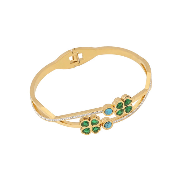 Stainless Steel Cross Flower Diamond Bracelet
