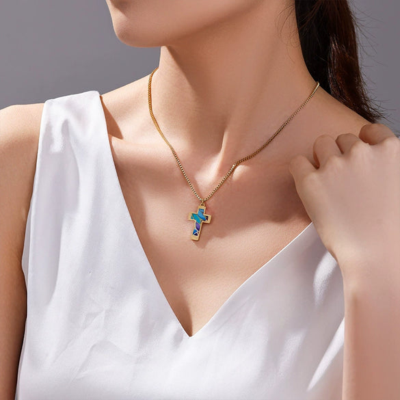 Stainless Steel Cross Hiphop Trendy Necklace With Electroplating For Men And Women