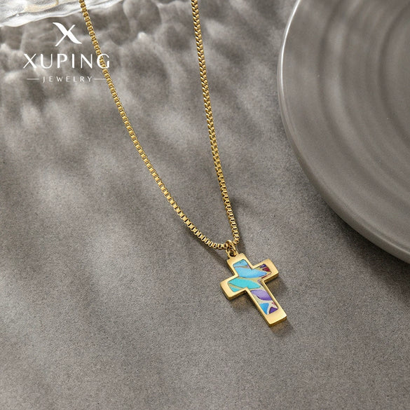 Stainless Steel Cross Hiphop Trendy Necklace With Electroplating For Men And Women