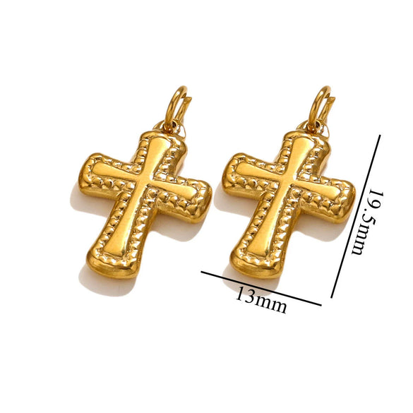 Stainless Steel Cross Jewelry Pendant Handmade With 18K Gold Vacuum Plating For Necklace Bracelet Clavicle Chain