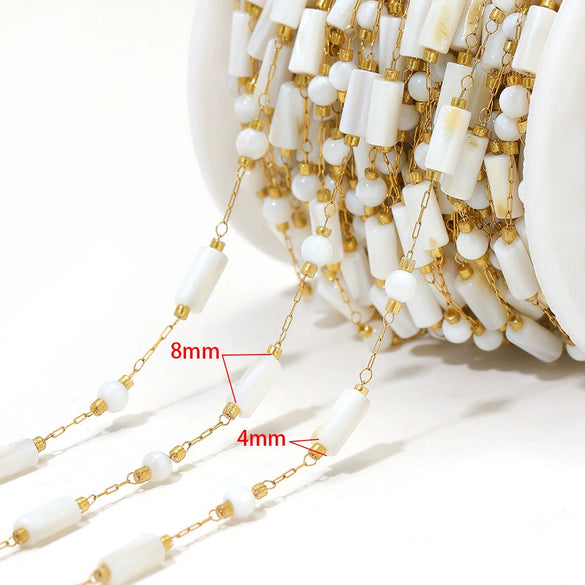 Stainless Steel Cross Leaf Clip Chain Geometric Ellipse Stone Necklace Electroplated Jewelry Accessories