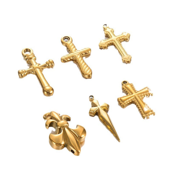 Stainless Steel Cross Oil Pressure Accessories Electroplated Multistyle Diy Necklace Bracelet Earrings Pendant