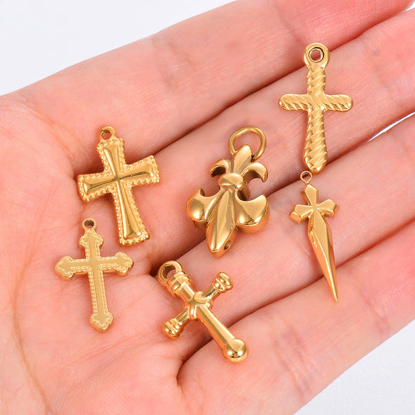 Stainless Steel Cross Oil Pressure Accessories Electroplated Multistyle Diy Necklace Bracelet Earrings Pendant