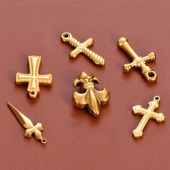 Stainless Steel Cross Oil Pressure Accessories Electroplated Multistyle Diy Necklace Bracelet Earrings Pendant