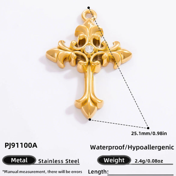 Stainless Steel Cross Pendant Handmade Diy Jewelry Accessories For Women With Electroplating Process