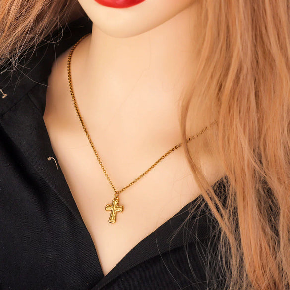 Stainless Steel Cross Pendant Jewelry For Diy Bracelet And Necklace Making With 18K Gold Vacuum Plating