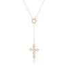 Stainless Steel Cross Pendant With Pearls Electroplated Women's Clavicle Necklace Retro Style