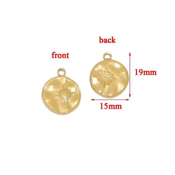 Stainless Steel Cross Pendant With Sun Moon Star Pattern Vintage Style Electroplated Diy Necklace Accessory