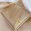 Stainless Steel Cross Zircon Clavicle Chain With Geometric And Cartoon Style