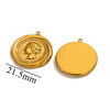 Stainless Steel Crown Coin Round Pendant Jewelry Accessories For Women With Electroplating Treatment Cartoon Character Style