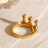 Stainless Steel Crown Rhinestone Ring Geometric Style Electroplated Women's Hand Jewelry