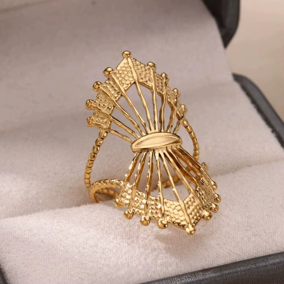 Stainless Steel Crown Ring Electroplating Niche Design Allmatch Opening Adjustable Couple Ring