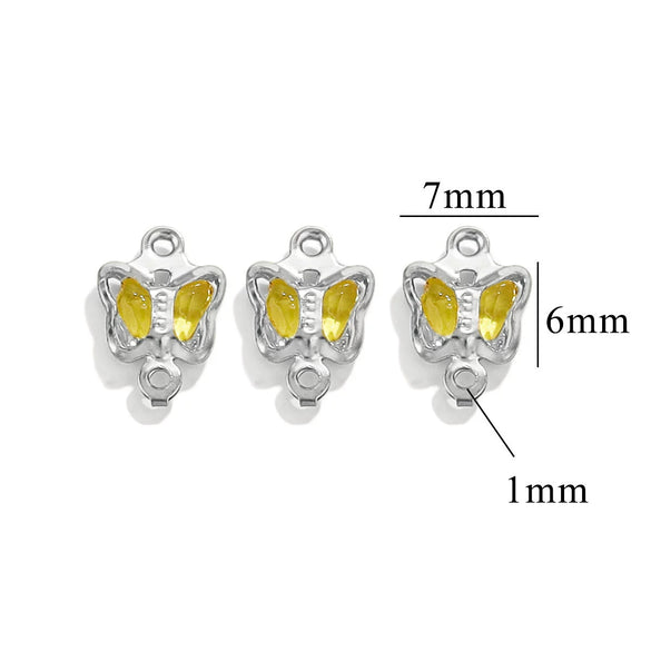 Stainless Steel Crystal Butterfly Pendant Necklace Electroplated Jewelry Accessories
