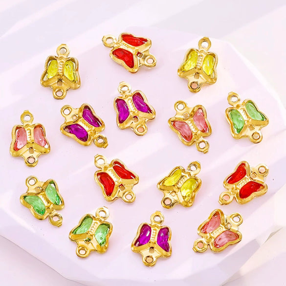 Stainless Steel Crystal Butterfly Pendant Necklace Electroplated Jewelry Accessories