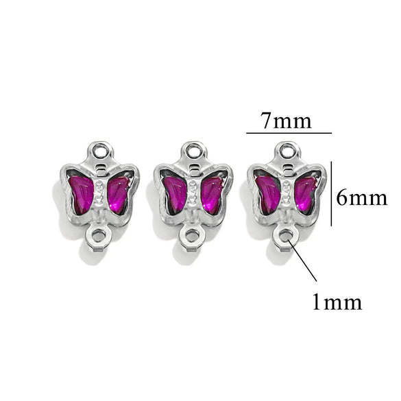 Stainless Steel Crystal Butterfly Pendant Necklace Electroplated Jewelry Accessories