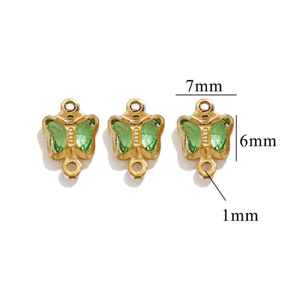 Stainless Steel Crystal Butterfly Pendant Necklace Electroplated Jewelry Accessories