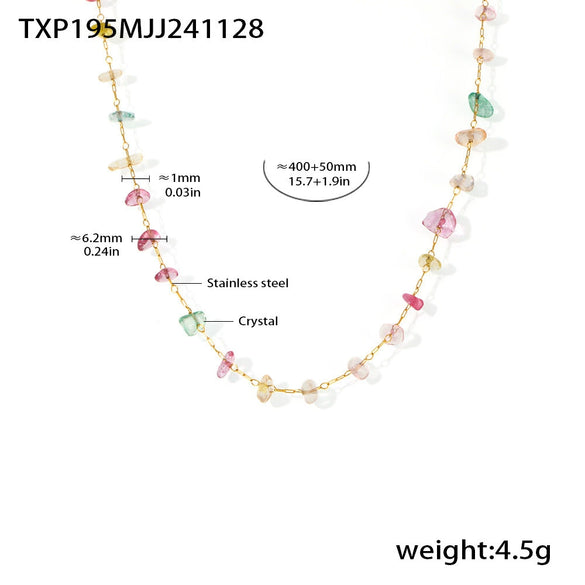 Stainless Steel Crystal Chain Clavicle Necklace Bracelet Light Luxury Style Electroplating
