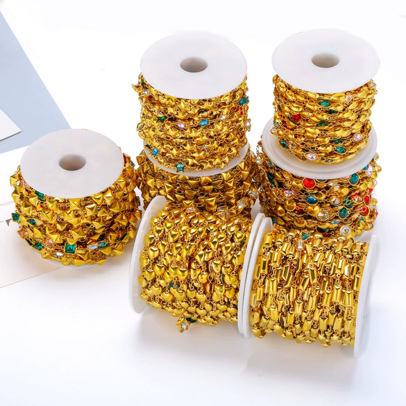 Stainless Steel Crystal Waterproof Chain Jewelry Accessories Bracelet Necklace Furnace Plated With 18K Gold Electroplated