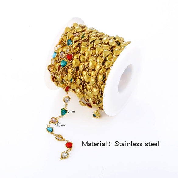 Stainless Steel Crystal Waterproof Chain Jewelry Accessories Bracelet Necklace Furnace Plated With 18K Gold Electroplated