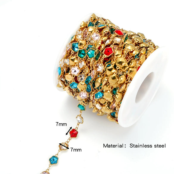 Stainless Steel Crystal Waterproof Chain Jewelry Accessories Bracelet Necklace Furnace Plated With 18K Gold Electroplated