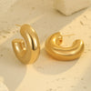 Stainless Steel Cshaped Glossy Fashion Earrings 18K Goldplated