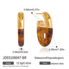 Stainless Steel Cshaped Hoop Earrings With Geometric Pvd Goldplated Design And Titanium Steel Posts For Women