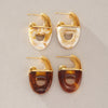 Stainless Steel Cshaped Hoop Earrings With Geometric Pvd Goldplated Design And Titanium Steel Posts For Women
