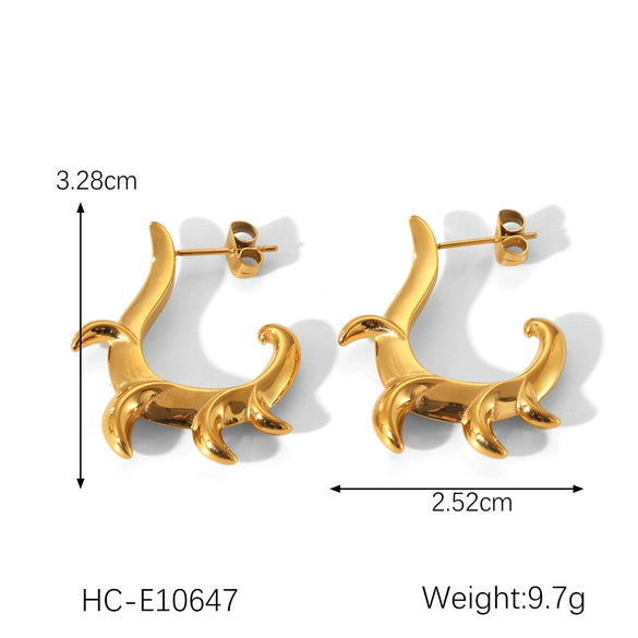 Stainless Steel Cshaped Irregular Hook Geometric Electroplated Women's Earrings