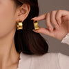 Stainless Steel Cshaped Lace Texture 18K Gold Plated Vintage Women's Bracelet Earrings Set