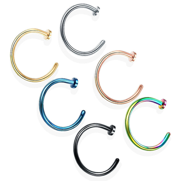 Stainless Steel Cshaped Nose Ring And Lip Ring Multicolor Electroplating