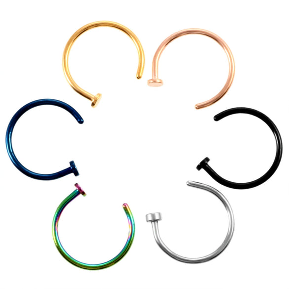 Stainless Steel Cshaped Nose Ring And Lip Ring Multicolor Electroplating