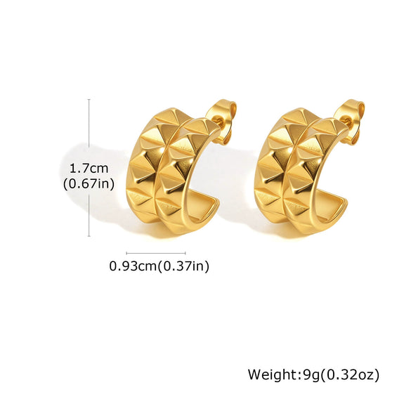 Stainless Steel Cshaped Rivet Electroplated Women's Fashion Highend Earrings