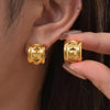 Stainless Steel Cshaped Rivet Electroplated Women's Fashion Highend Earrings