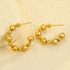 Stainless Steel Cshaped Round Beads Earrings Electroplated For Women