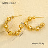 Stainless Steel Cshaped Round Beads Earrings Electroplated For Women