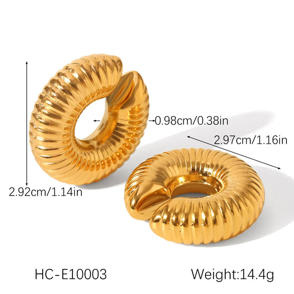 Stainless Steel Cshaped Scale Texture Geometric Hollow Ear Clip Electroplated Women's Earrings