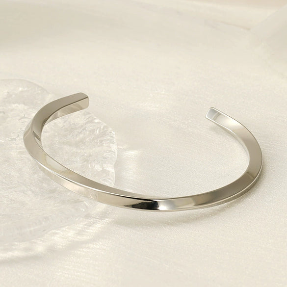 316L Stainless Steel Cshaped Twisted Geometric Opening Adjustable Unisex Couple Bracelet With Electroplating
