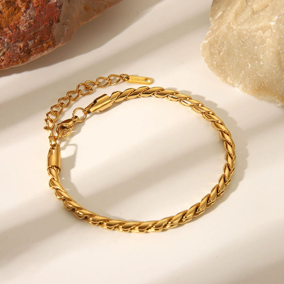 Stainless Steel Cuban Chain Bracelet And Necklace Set With Serpentine Pattern Vacuum Real Gold Electroplated In Pvd Furnace For Unisex
