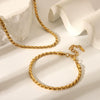 Stainless Steel Cuban Chain Bracelet And Necklace Set With Serpentine Pattern Vacuum Real Gold Electroplated In Pvd Furnace For Unisex