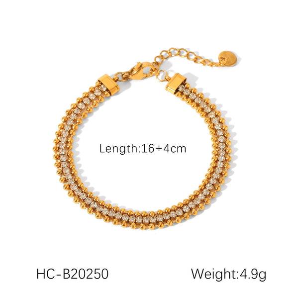 Stainless Steel Cuban Chain Tassel Love Zircon Inlaid Women's Fashion Bracelet