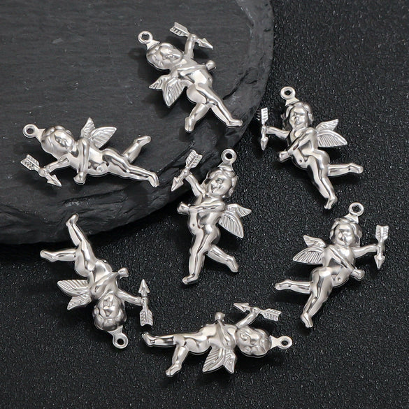 Stainless Steel Cupid Jewelry Pendant Handmade Electroplated Accessories For Necklace And Bracelet