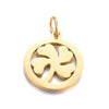 Stainless Steel Cut Out Fourleaf Clover Heart Round Pendant Diy Accessories Electroplating