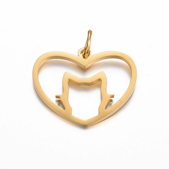 Stainless Steel Cut Out Fourleaf Clover Heart Round Pendant Diy Accessories Electroplating