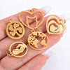 Stainless Steel Cut Out Fourleaf Clover Heart Round Pendant Diy Accessories Electroplating
