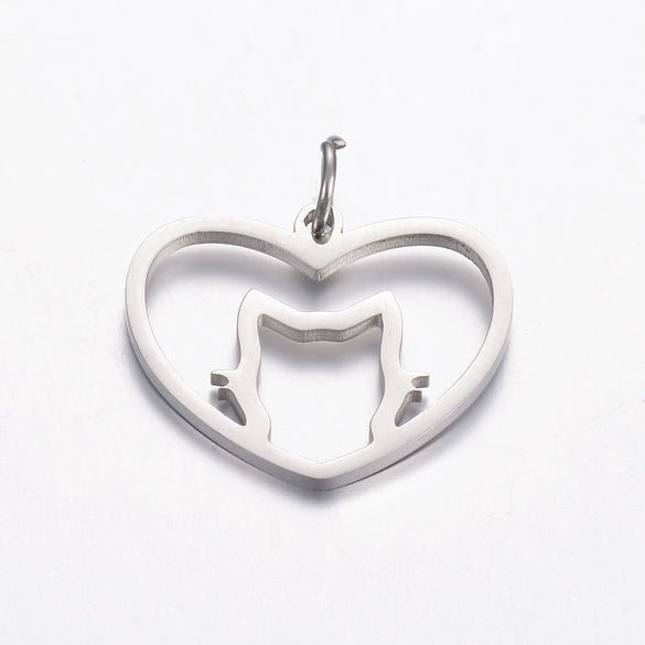 Stainless Steel Cut Out Fourleaf Clover Heart Round Pendant Diy Accessories Electroplating