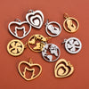 Stainless Steel Cut Out Fourleaf Clover Heart Round Pendant Diy Accessories Electroplating